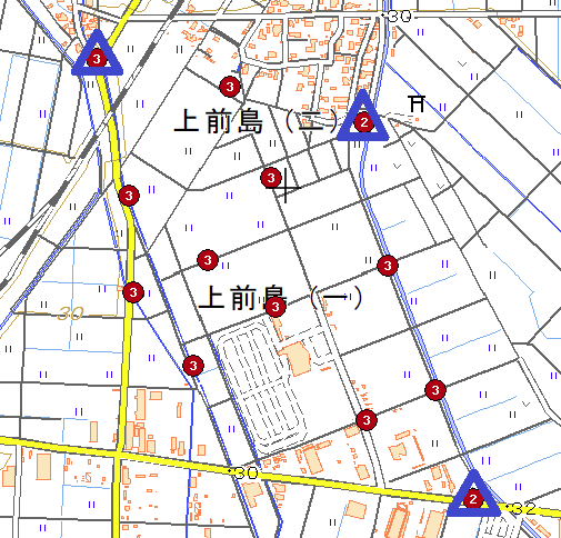 検証地区、配点図